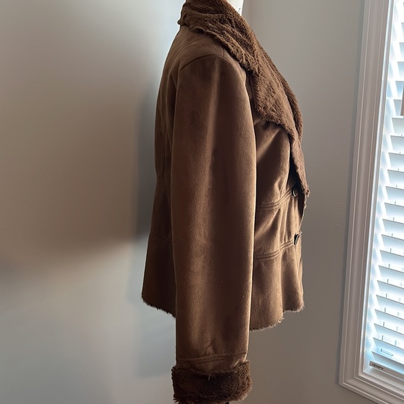 COLDWATER CREEK Faux Suede Faux Fur Lining Coat Jacket - Picture 6 of 8